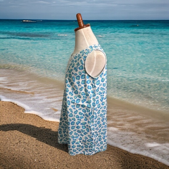 TukTuk Designs Leopard Print Sleeveless Shift Dress in Sapphire Size 9-10 - Picture 3 of 10